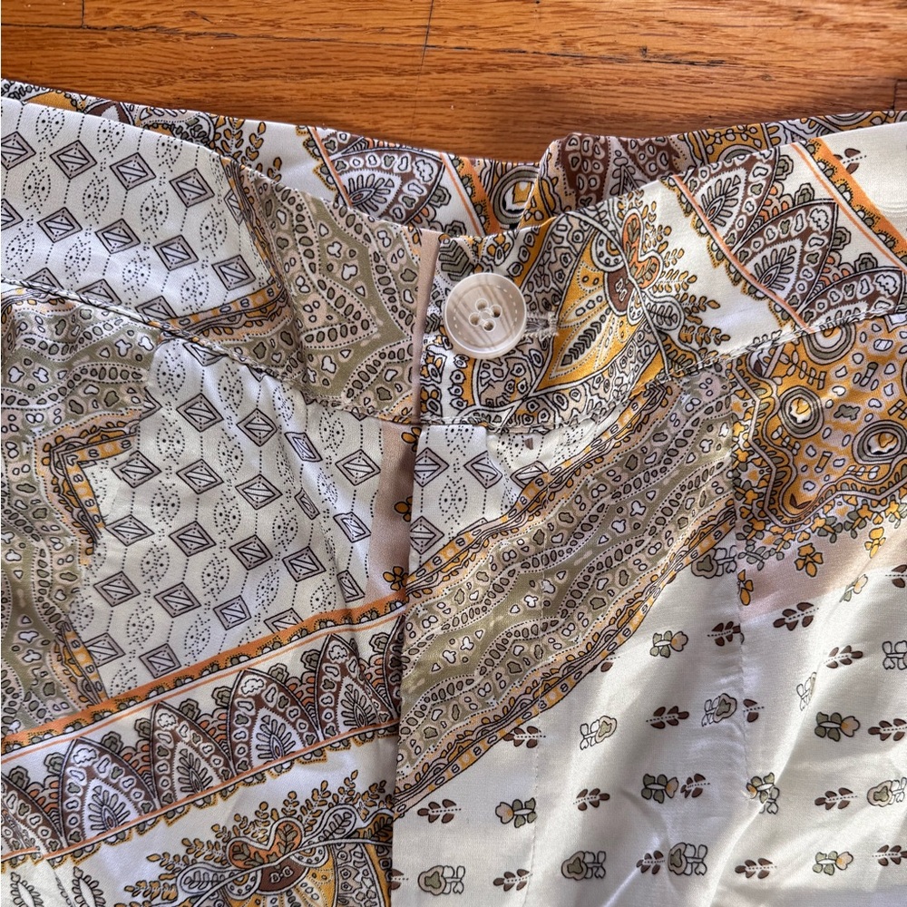 Cider Boho Paisley Print Wide Leg Silk Trousers Women’s M - Picture 4 of 7